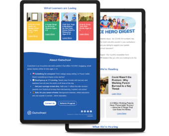 Outschool newsletter mockups
